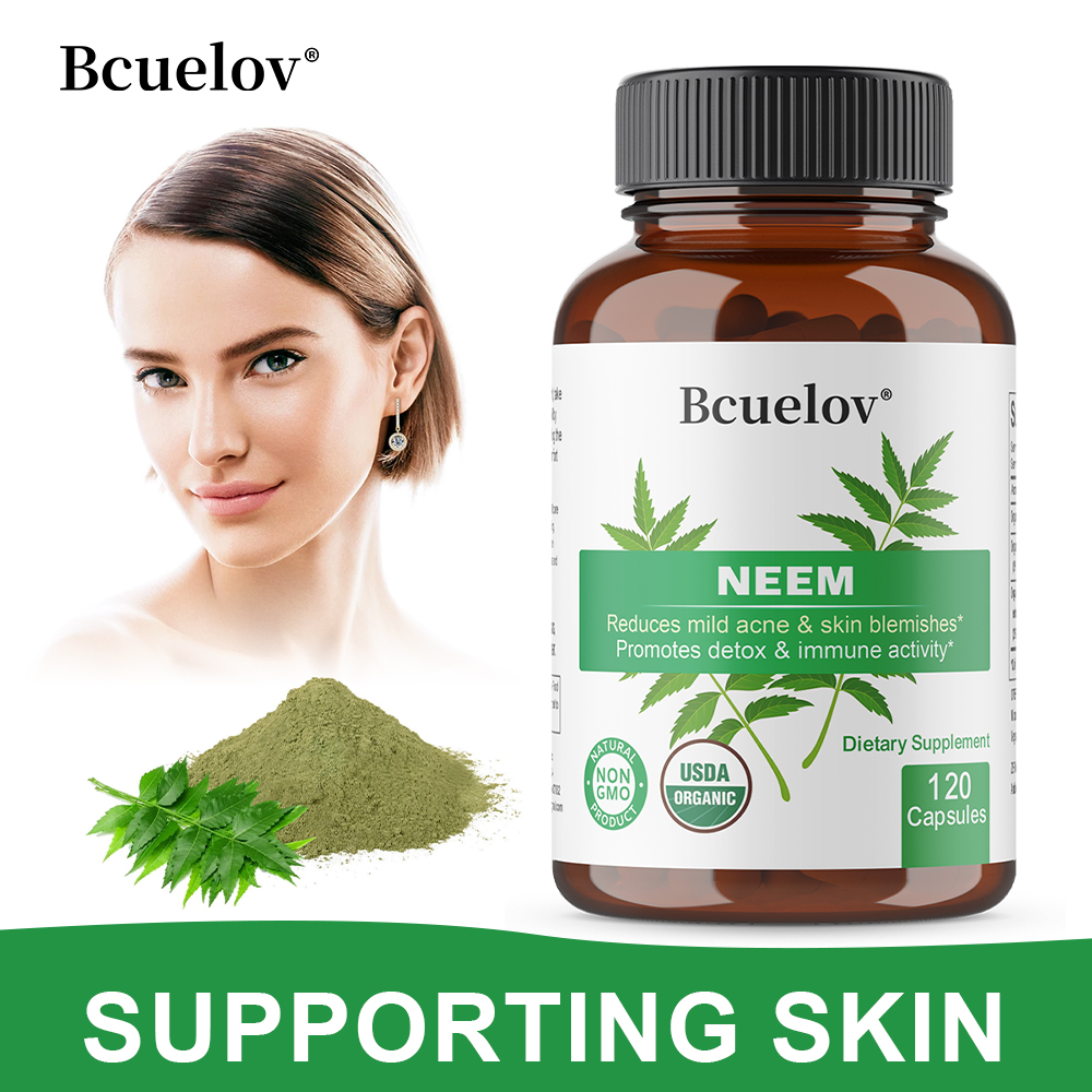 Herbal Supplement - Organik Neem Yaprağı Kapsülleri, Berrak Cilt,